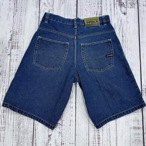 Southpole Vintage Y2K Denim Shorts 32 Baggy Hip Hop Skate Bermuda - Picture 2 of 8